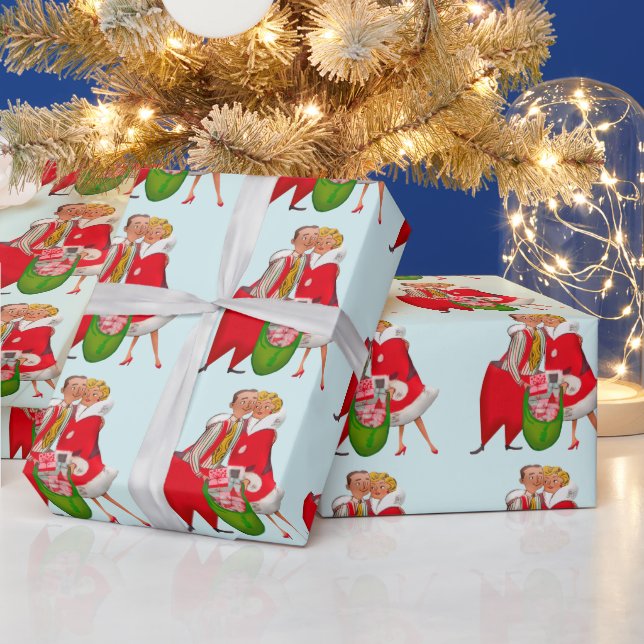 1950 Christmas Vintage Couple  Wrapping Paper (Holidays)