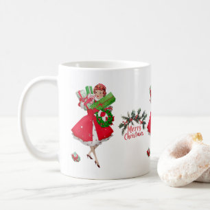 1950 Christmas Vintage Lady Merry Christmas Coffee Mug