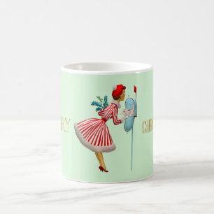 1950 Christmas Vintage Lady Merry Christmas Coffee Mug