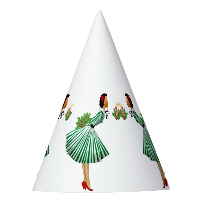 1950 Christmas Vintage Lady    Party Hat (Front)