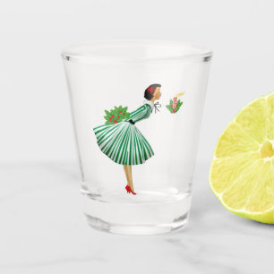 1950 Christmas Vintage Lady Shot Glass