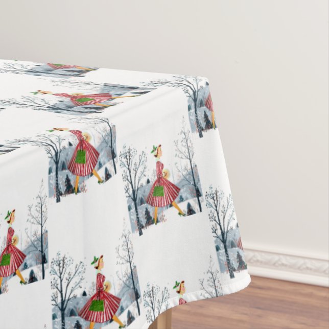 1950 Christmas Vintage Lady  Tablecloth (In Situ)
