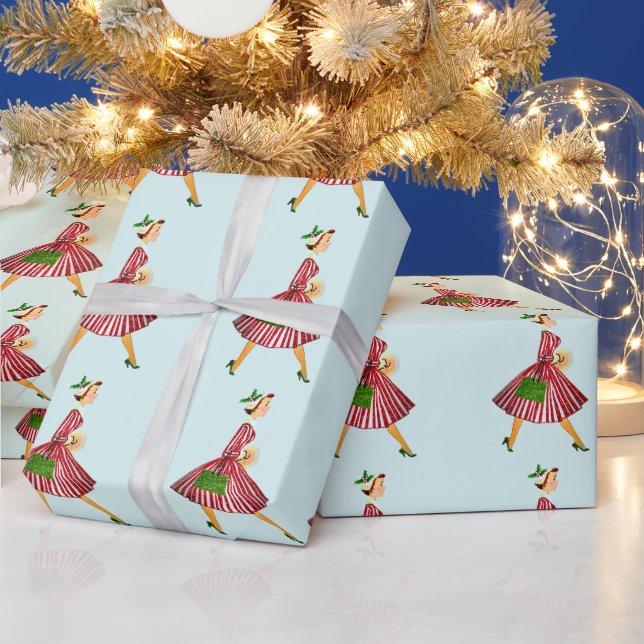 1950 Christmas Vintage Lady  Wrapping Paper (Holidays)