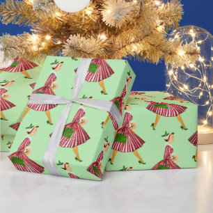 1950 Christmas Vintage Lady Wrapping Paper
