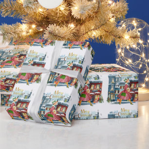1950 Christmas Vintage Lady  Wrapping Paper