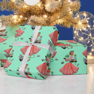 1950 Christmas Vintage Lady  Wrapping Paper
