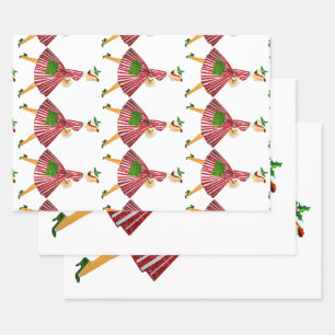 1950 Christmas Vintage Lady    Wrapping Paper Sheet