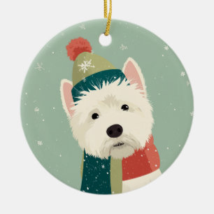 1950 Christmas Westie Ceramic Tree Decoration