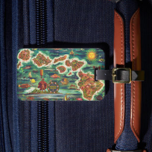 1950 Dole Map of Hawaii Joseph Feher Oil Paint Lug Luggage Tag