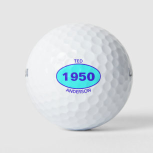 1950 Editable 70th Birthday Blue Personalised Golf Balls