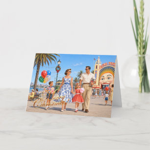 1950 Family Christmas Outing St. Kilda Melbourne Holiday Card