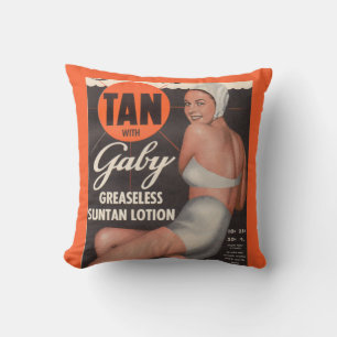 1950 Gaby Suntan Lotion ad Cushion