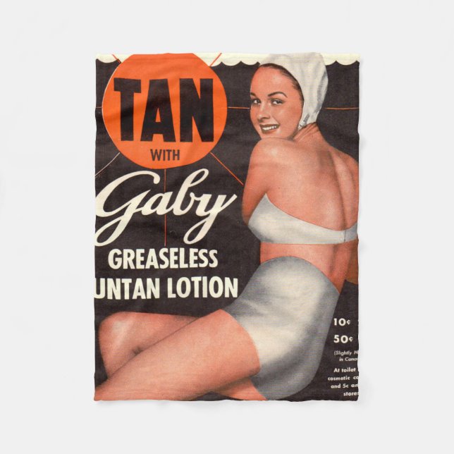 1950 Gaby Suntan Lotion ad Fleece Blanket (Front)