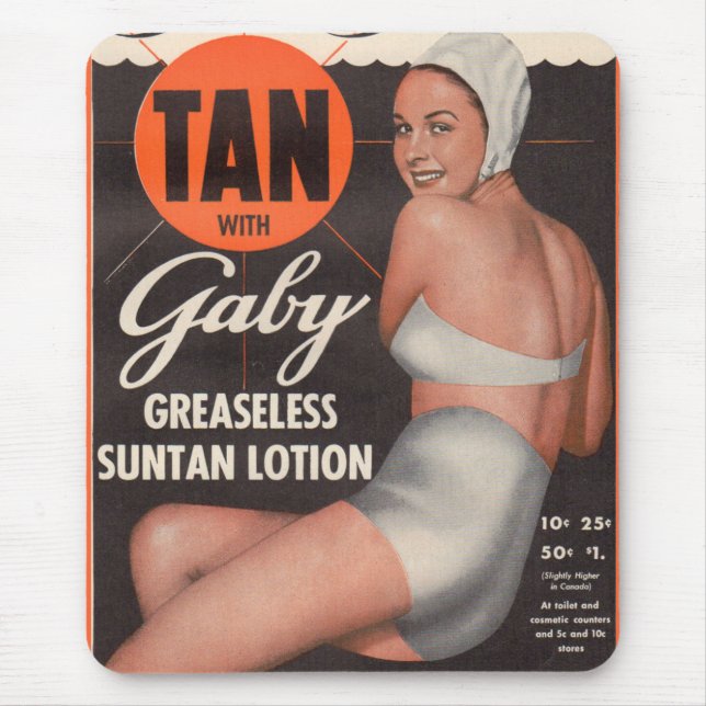 1950 Gaby Suntan Lotion ad Mouse Pad (Front)