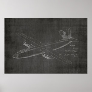 1950 Jet Aeroplane Patent Art Drawing Print