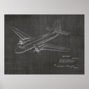 1950 Passenger Aeroplane Patent Art Drawing Print