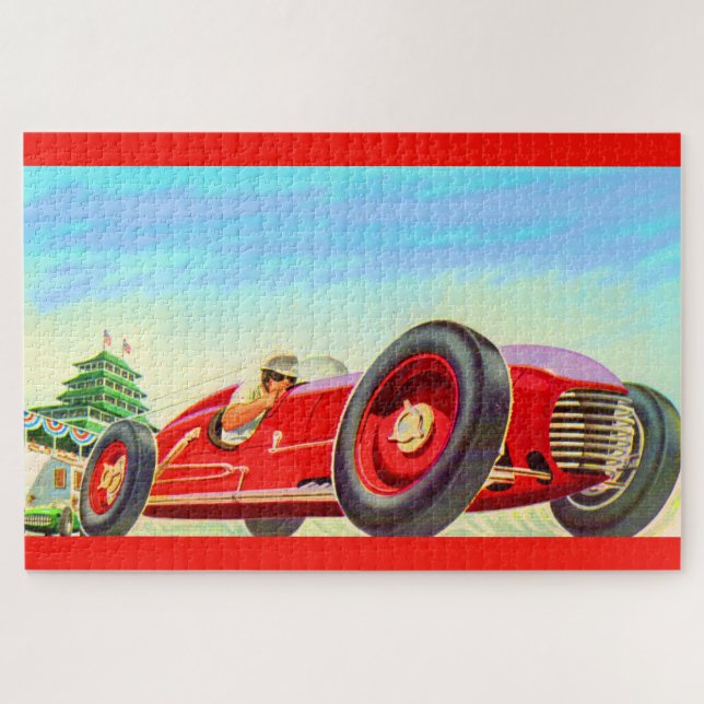 1950 red racing car jigsaw puzzle (Horizontal)