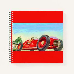 1950 red racing car notebook