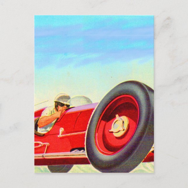1950 red racing car postcard (Front)