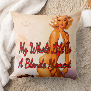 1950’s Blonde on the Beach by Gil Elvgren  Cushion