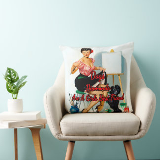 1950’s Pinup Some Help! Down Boy by Gil Elvgren Cushion