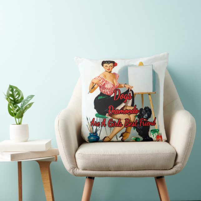 1950’s Pinup Some Help! Down Boy by Gil Elvgren  Cushion (Chair)