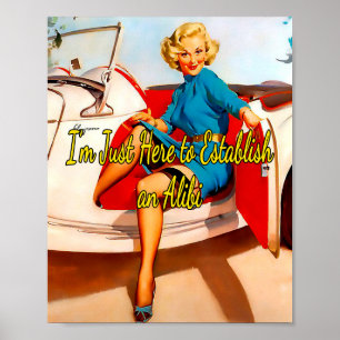 1950’s Woman in White Car by Gil Elvgren Poster