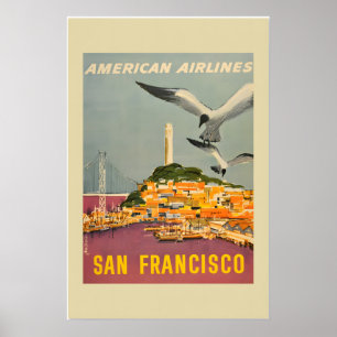 1950 San Francisco California Vintage Style Travel Poster