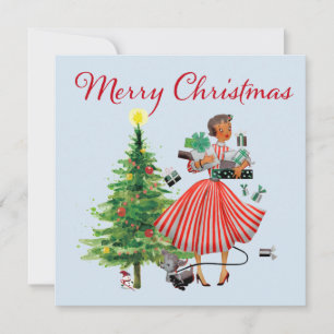 1950 Vintage Christmas Lady Holiday Card