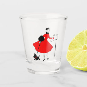 1950 Vintage Christmas Lady with Scottish Terrior Shot Glass