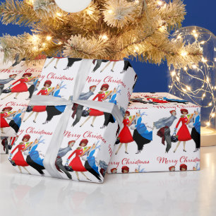 1950 Vintage Ladies Christmas Greetings Wrapping Paper