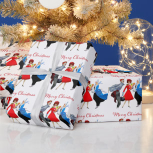 1950 Vintage Ladies Christmas Greetings Wrapping Paper