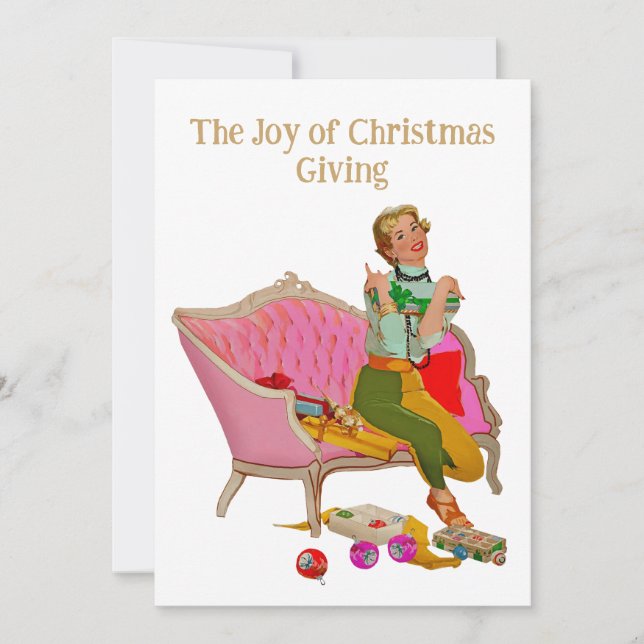 1950 Vintage Lady Christmas Greetings Holiday Card (Front)
