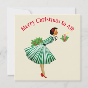 1950 Vintage Lady Christmas Greetings Invitation