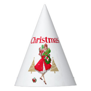 1950 Vintage Lady Christmas Greetings Party Hat