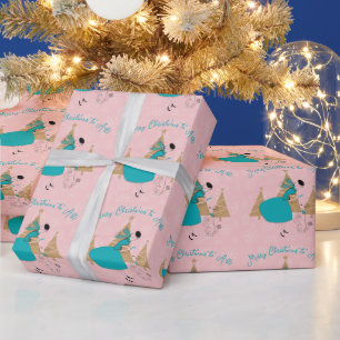 1950 Vintage Lady Christmas Greetings Wrapping Paper