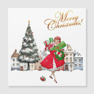 1950 Vintage Lady Christmas Shopping for Gifts