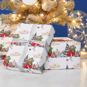 1950 Vintage Lady Christmas Shopping for Gifts Wrapping Paper