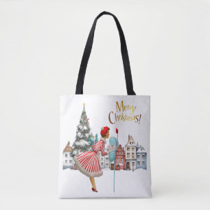 1950 Vintage Lady Posting Christmas Greetings Tote Bag