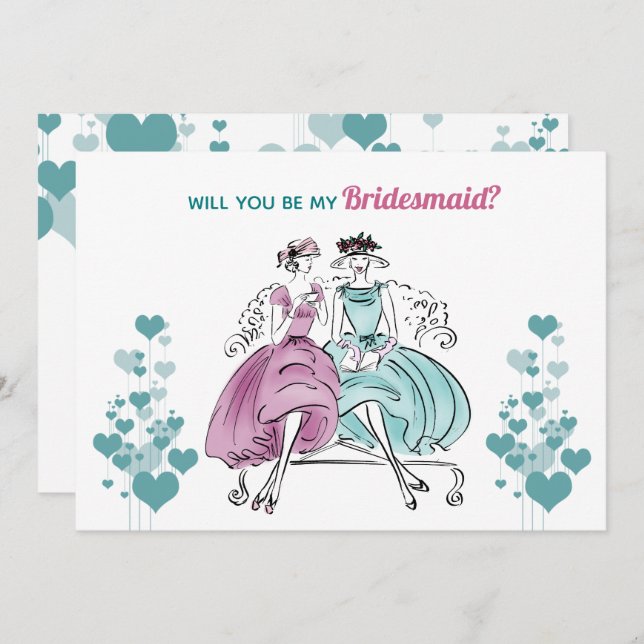 1950 Vintage Wedding Bridesmaid Invitation (Front/Back)