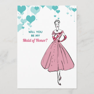 1950 Vintage Wedding Maid of Honour Invitation