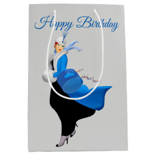 1950 Vintage Woman in Blue Medium Gift Bag