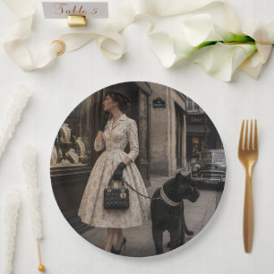 1950 Window Shopping with a Black Panther Paper Plate