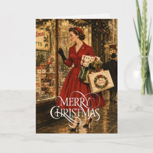 1950 Woman is doing her Christmas shopping Card