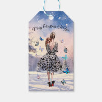 1950 Woman with Butterflies Christmas Greeting