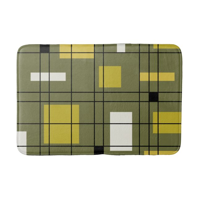 1950's Abstract Art Avocado Green Bath Mat (Front)
