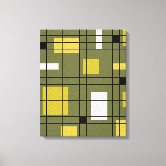 1950's Abstract Art Avocado Green Canvas Print (Front)