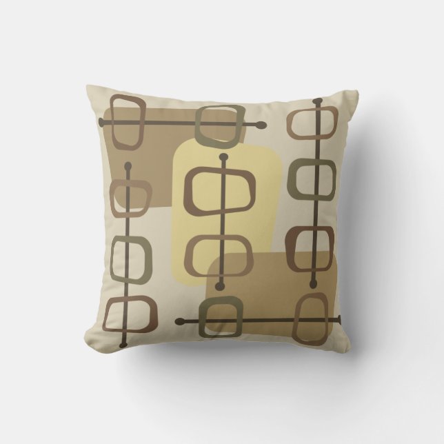 1950s Abstract Art Hollow Rocks Beige Cushion (Front)