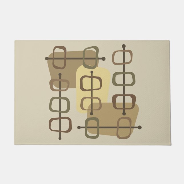 1950s Abstract Art Hollow Rocks Beige Doormat (Front)