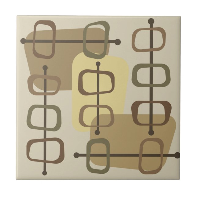 1950s Abstract Art Hollow Rocks Beige Tile (Front)